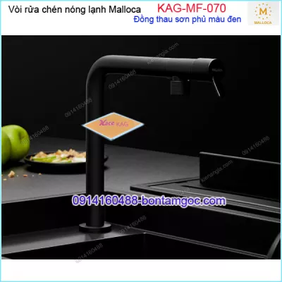 Vòi rửa chén nóng lạnh đồng thau sơn giả đá màu ĐEN Malloca KAG-MF070