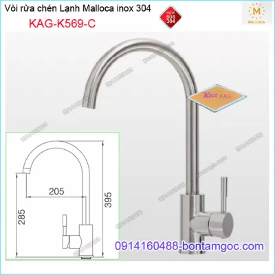 Vòi rửa chén Lạnh Malloca inox sus304 KAG-K569C