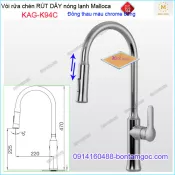 Vòi rửa chén nóng Lạnh RÚT DÂY Malloca đồng thau KAG-K94C