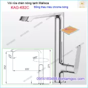 Vòi rửa chén nóng Lạnh Malloca đồng thau chrome bóng KAG-K82C