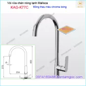 Vòi rửa chén nóng Lạnh Malloca đồng thau chrome bóng KAG-K77C