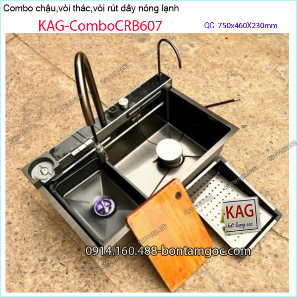 KAG-ComboCRB607-Combo-Chau-rua-chen-voi-THAC-NUOC-rut-day-da-nang-NANO-75X46cm-Kagol-KAG-ComboCRB60-1