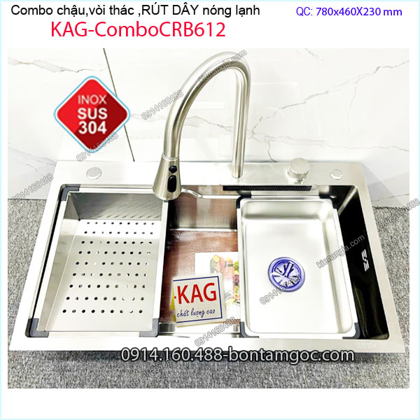 KAG-ComboCRB612-Combo-Chau-rua-chen-voi-thac-rut-day-INOX-78X46cm-KAG-ComboCRB612-1