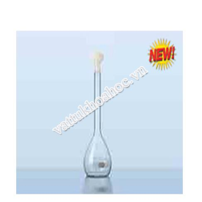 Bình định mức thủy tinh trắng, nút nhựa PE mới, class B DURAN