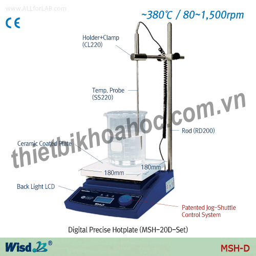 Máy khuấy từ gia nhiệt hiện số 380oC Daihan MSH-20D-SET