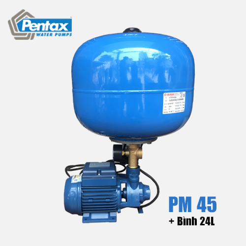 Máy bơm dân dụng Pentax PM 45(A) + Bình 24L (Tăng áp)