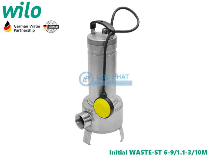 Máy bơm nước thải chìm INOX toàn phần Wilo Initial WASTE-ST 6-9/1.1-3/10M (380V-3pha)