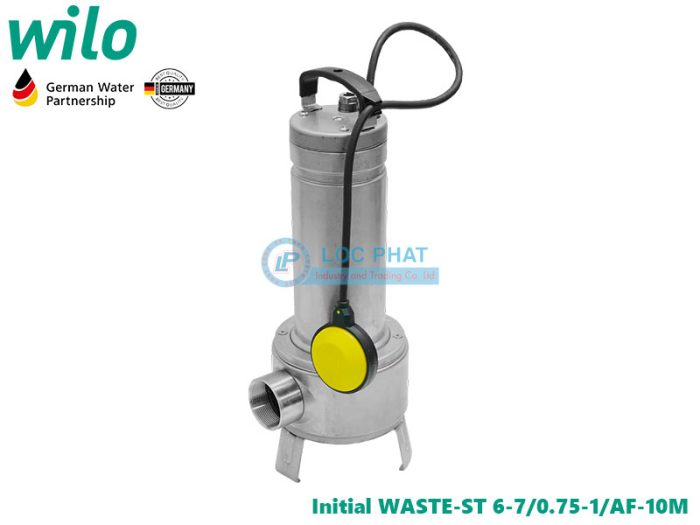 Máy bơm nước thải chìm INOX toàn phần Wilo Initial WASTE-ST 6-7/0.75-1/AF-10M