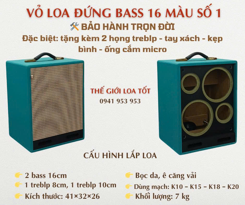 vỏ loa xách tay lắp bass 16 dáng đứng