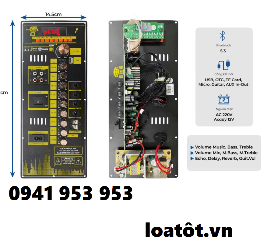mạch loa kéo 15 X 35 có Reverb  (100 wat )
