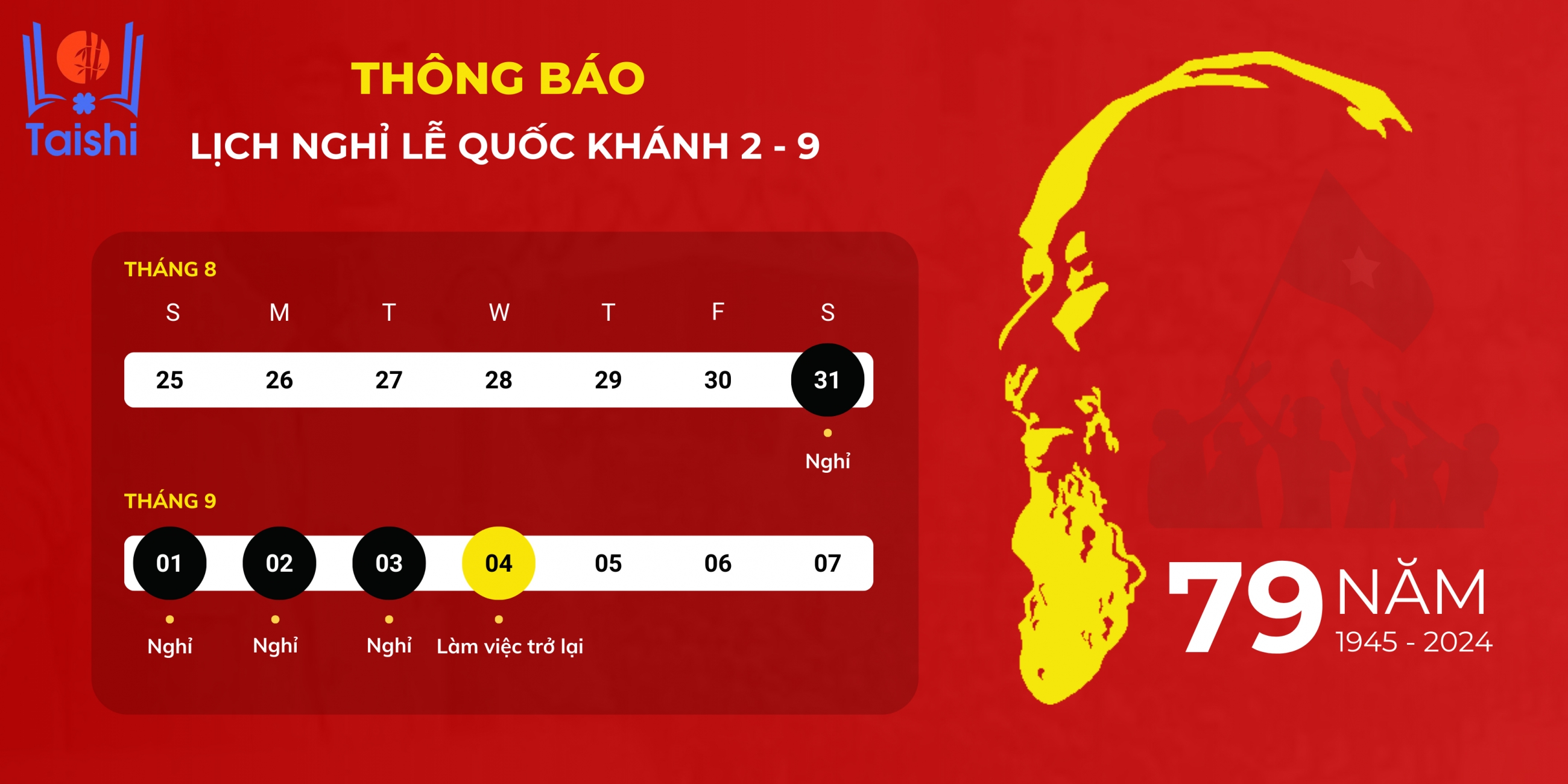 Lịch nghỉ lễ Quốc khánh 02/09/2024