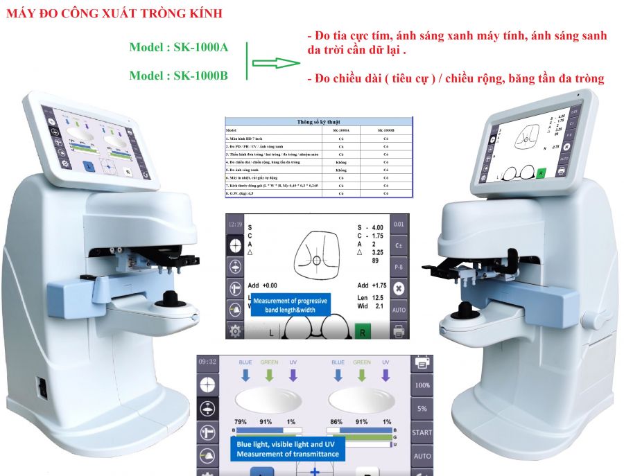 MÁY ĐO CÔNG SUẤT KHÚC XẠ SK-1000  AUTO LENSMETER Model : SK-1000A/B