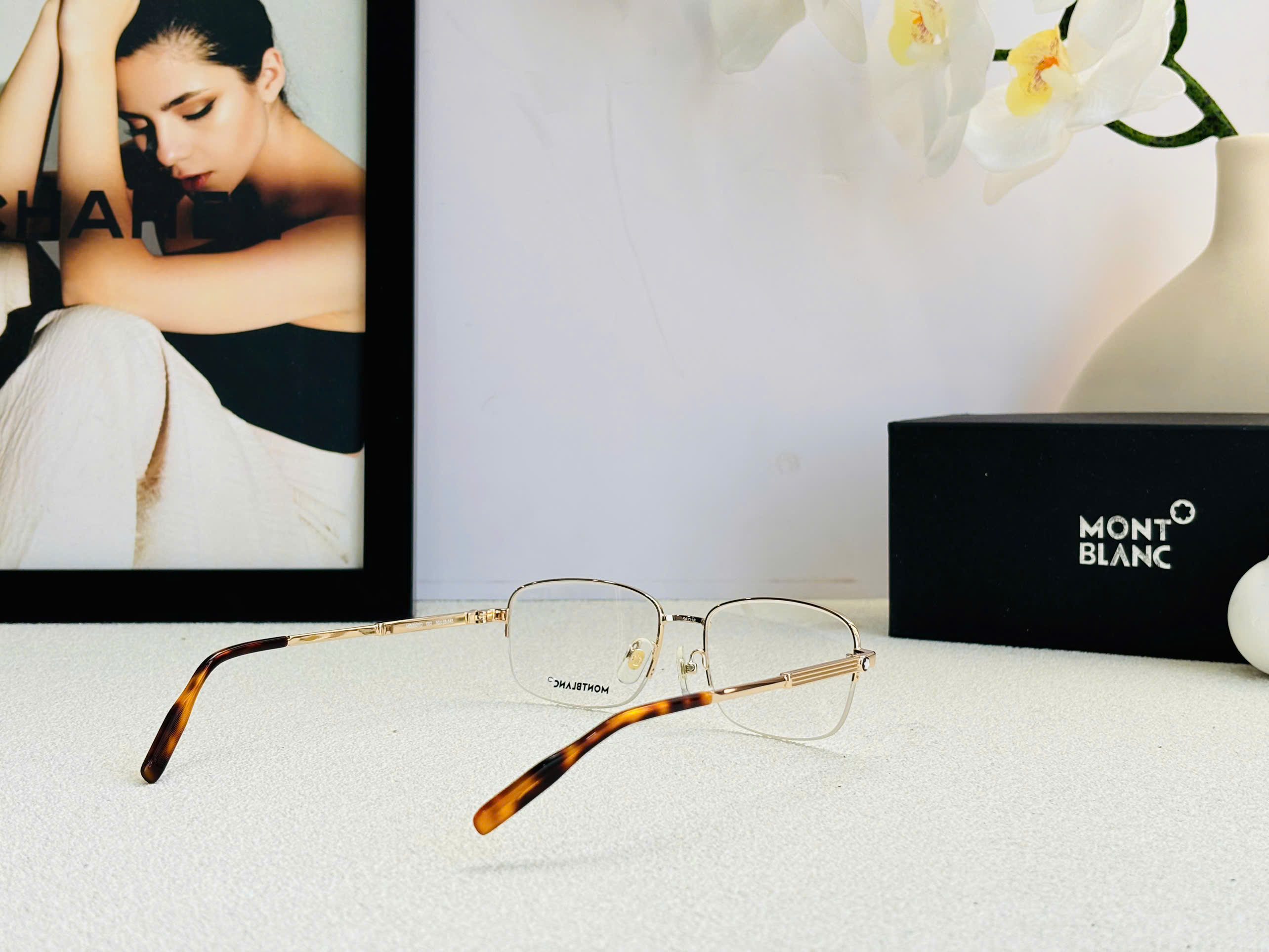 GỌNG KÍNH CẬN MONTBLANC CAO CẤP - MONTBLANC MB0028O GOLD METAL EYEGLASS