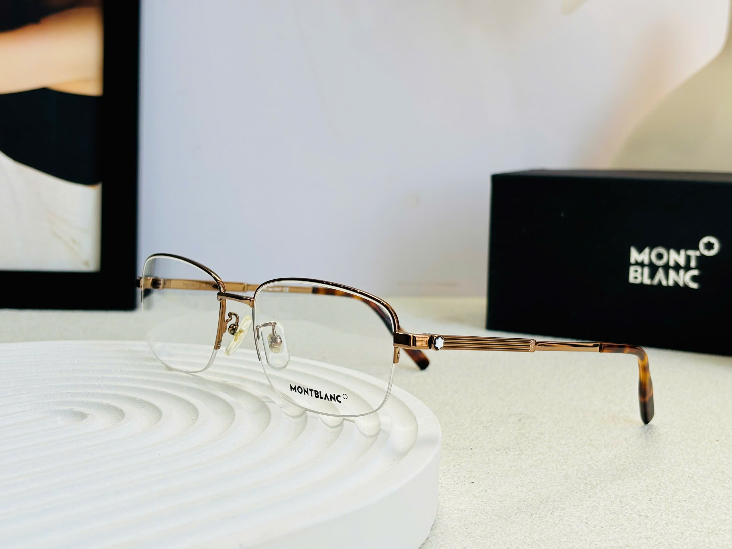 GỌNG KÍNH CẬN MONTBLANC CAO CẤP - MONTBLANC MB0028O GOLD METAL EYEGLASS