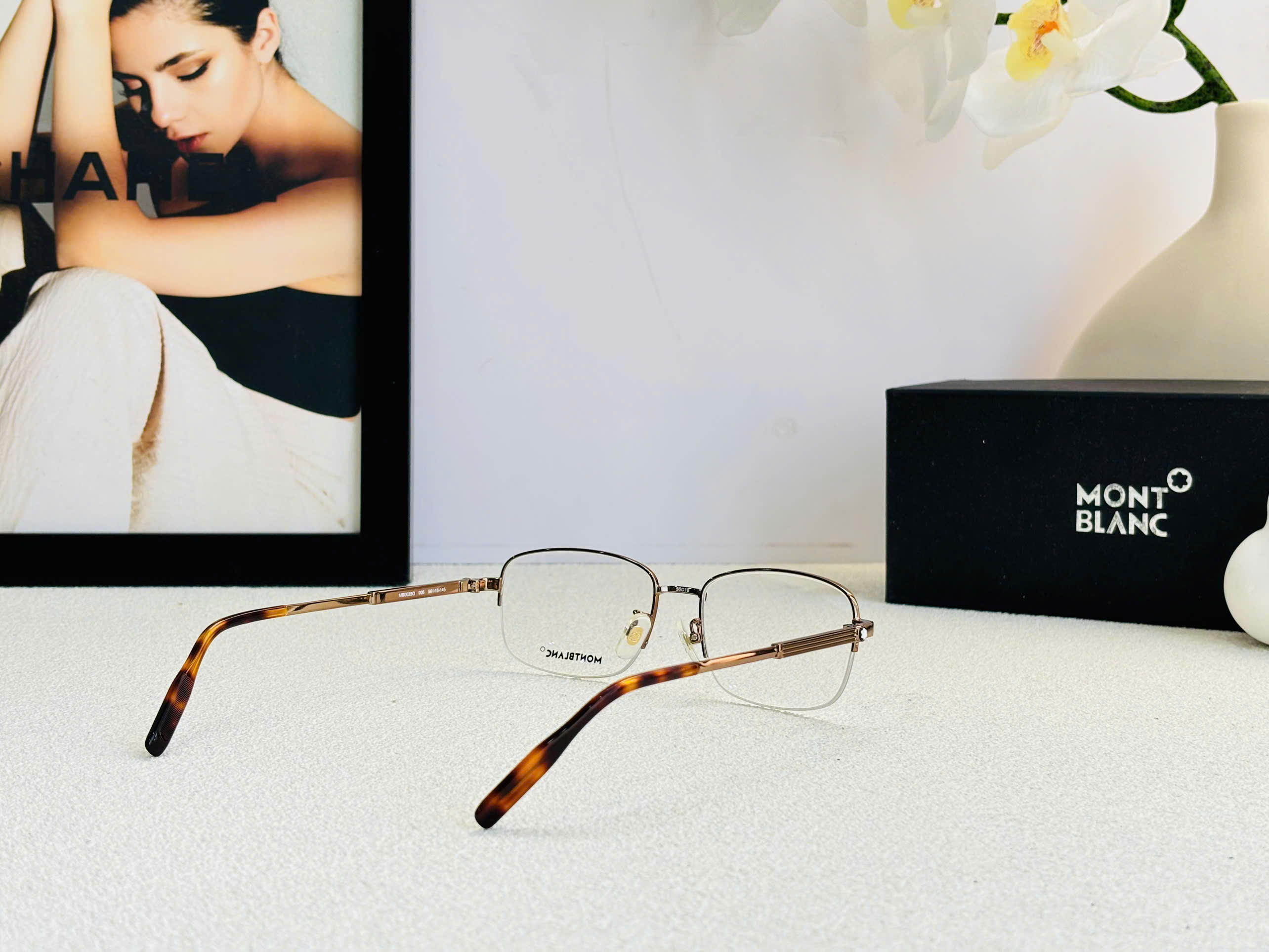 GỌNG KÍNH CẬN MONTBLANC CAO CẤP - MONTBLANC MB0028O GOLD METAL EYEGLASS