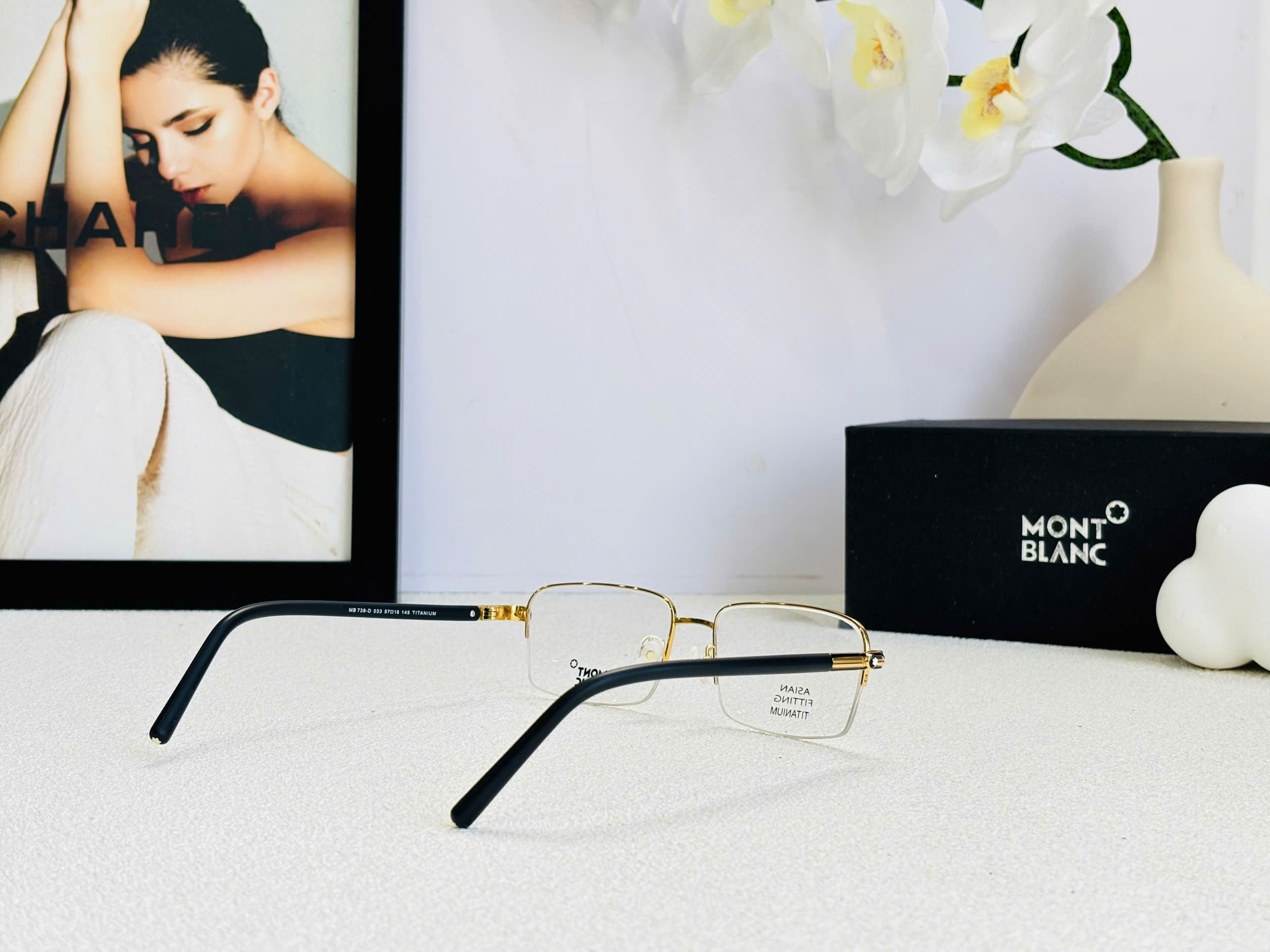 GỌNG KÍNH CẬN MONTBLANC MB738 TITANIUM CAO CẤP - MONTBLANC MB738 TITANIUM EYEGLASS