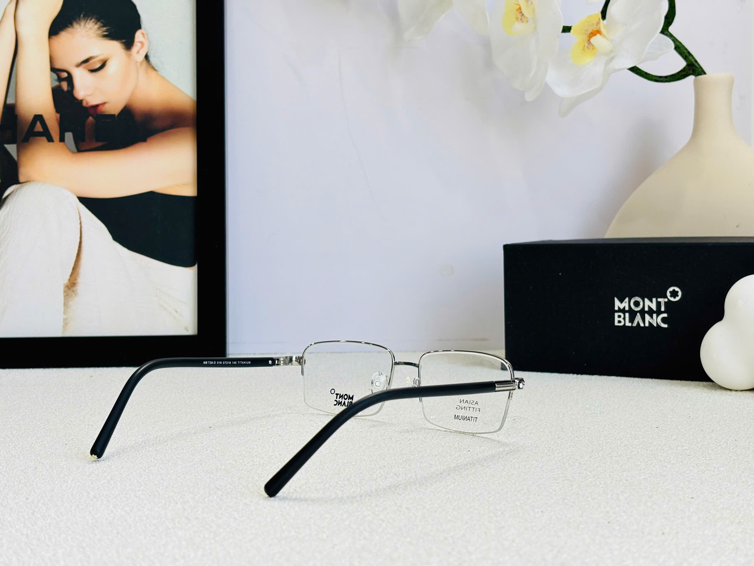 GỌNG KÍNH CẬN MONTBLANC MB738 TITANIUM CAO CẤP - MONTBLANC MB738 TITANIUM EYEGLASS