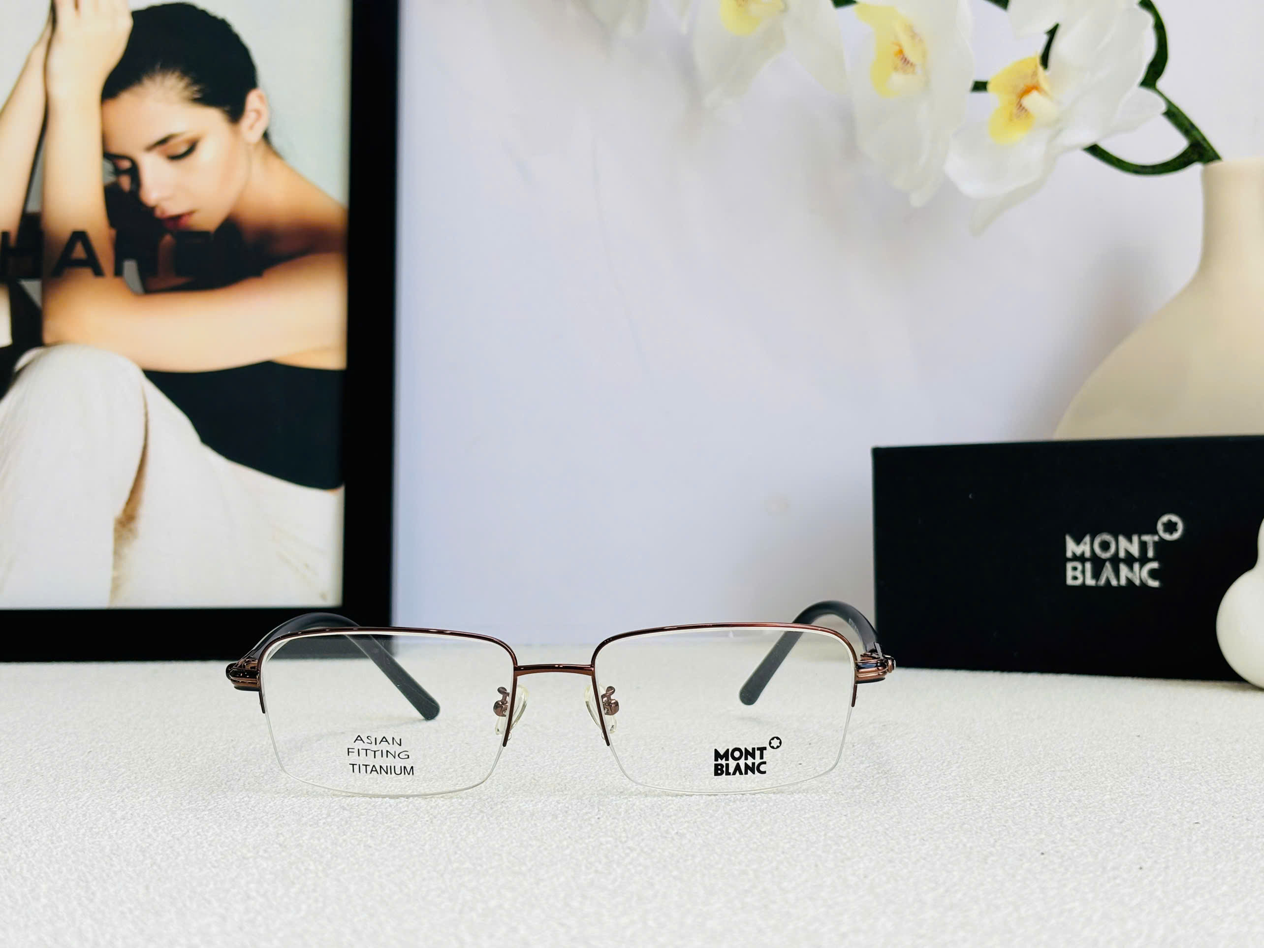 GỌNG KÍNH CẬN MONTBLANC MB738 TITANIUM CAO CẤP - MONTBLANC MB738 TITANIUM EYEGLASS