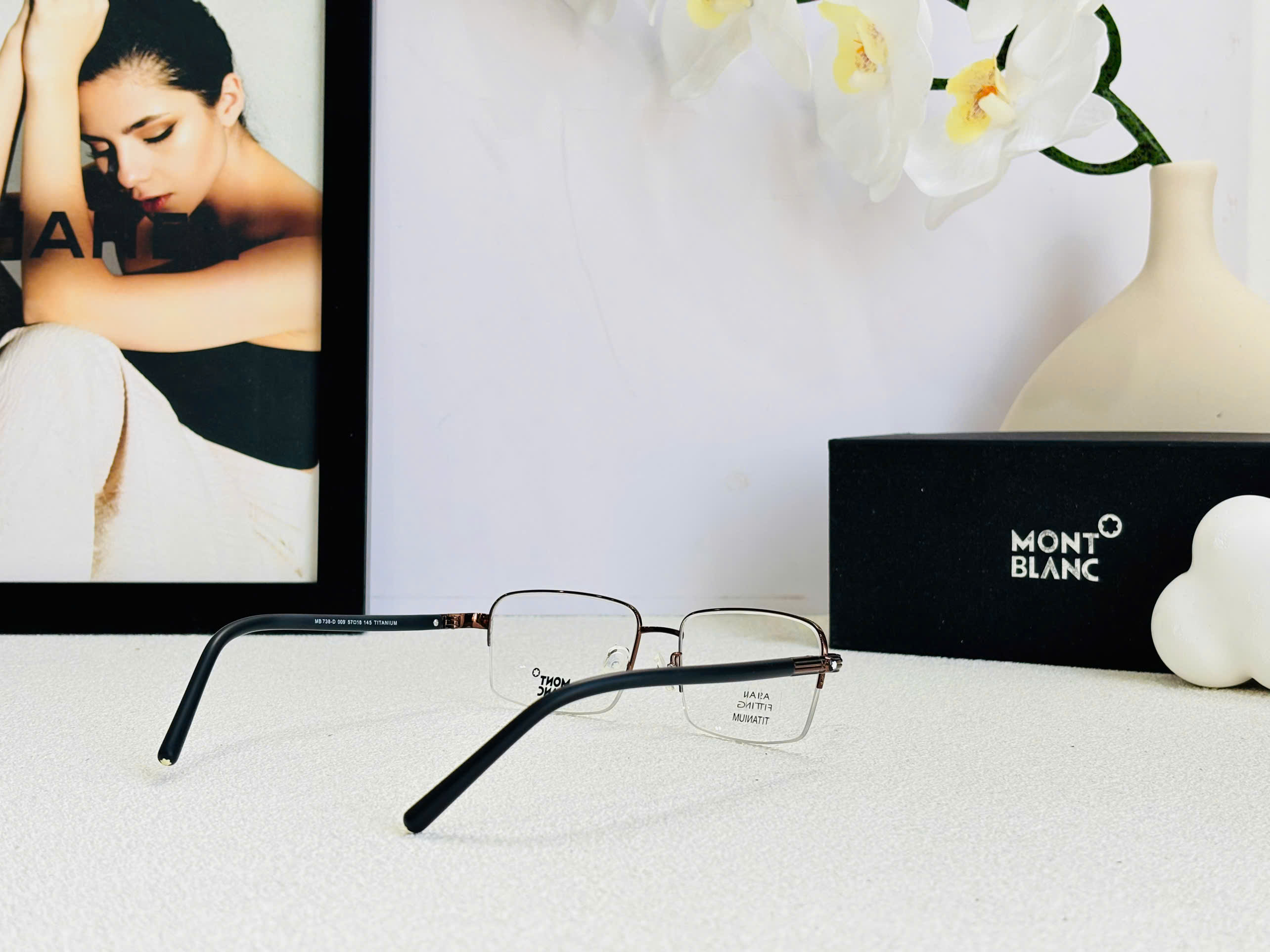 GỌNG KÍNH CẬN MONTBLANC MB738 TITANIUM CAO CẤP - MONTBLANC MB738 TITANIUM EYEGLASS