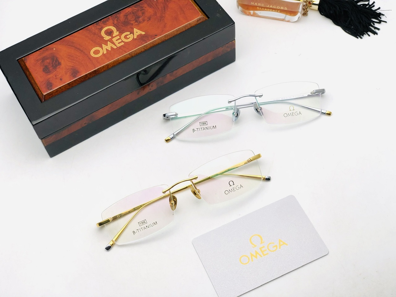 Gọng kính OMEGA Titanium mạ vàng 18K Gold