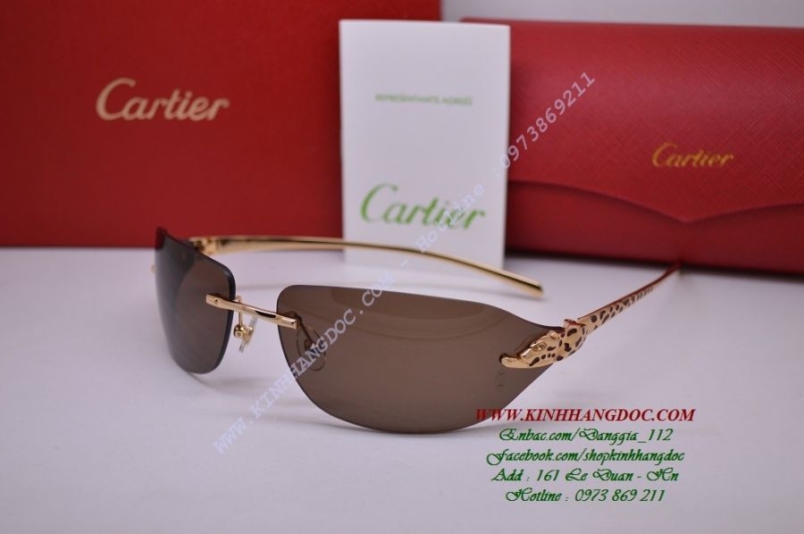 KÍNH MẮT THỜI TRANG CARTIER BÁO ĐỐM 110 GOLD BROWN