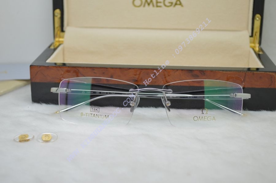 GỌNG KÍNH CẬN KHOAN OMEGA 511610 TITANIUM 18K SILVER