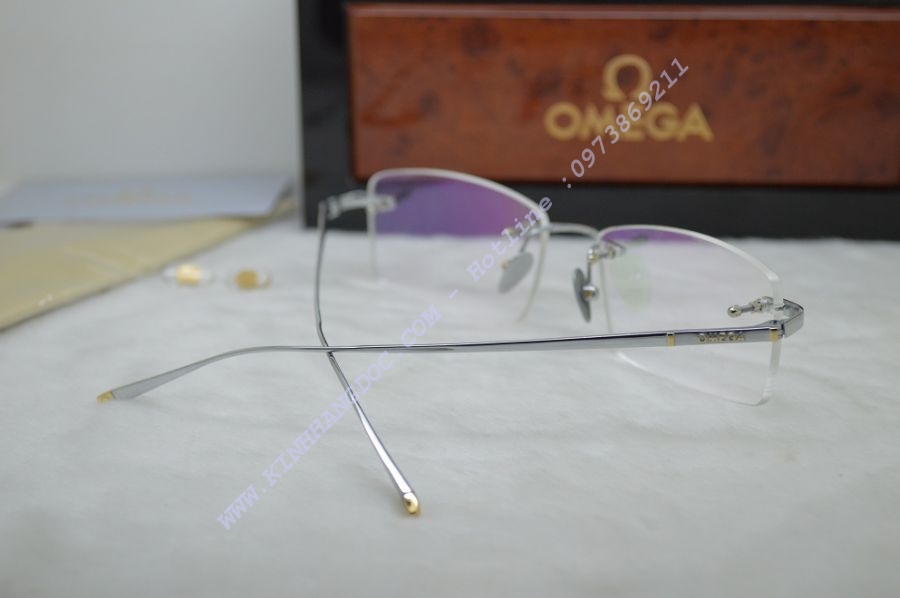GỌNG KÍNH CẬN KHOAN OMEGA 511610 TITANIUM 18K SILVER
