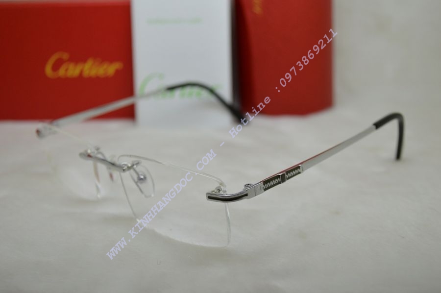 GỌNG KÍNH KHOAN CARTIER TITAN T8200628 SILVER