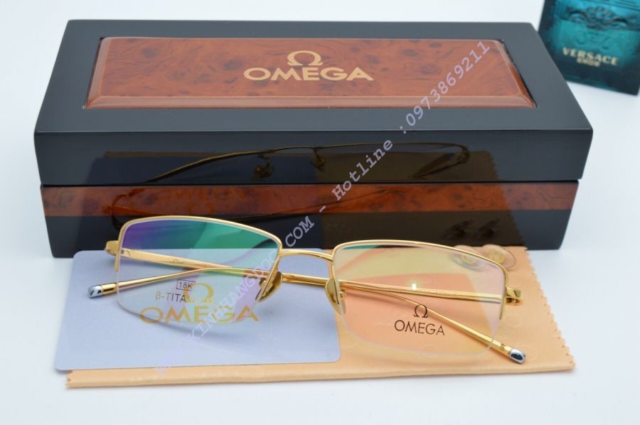 GỌNG KÍNH CẬN KHOAN OMEGA 511610 TITANIUM MẠ VÀNG 18K