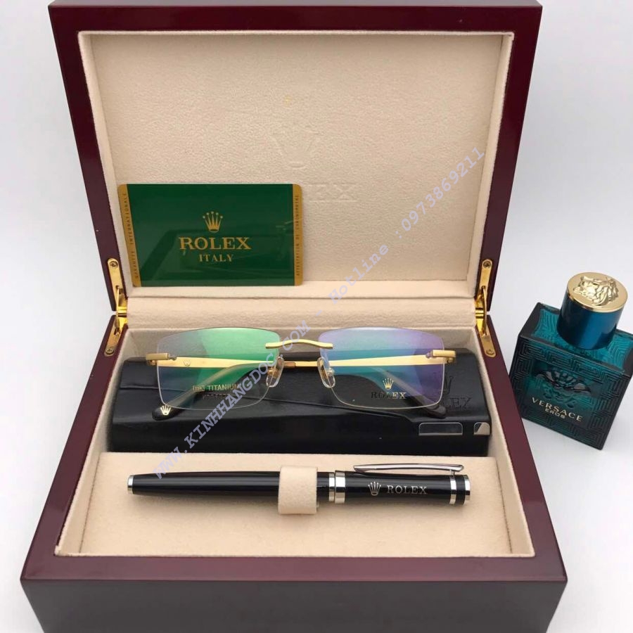 GỌNG KÍNH CẬN ROLEX TITAN MẠ VÀNG 18K GOLD - ROLEX K226227 TITANIUM 18K GOLD