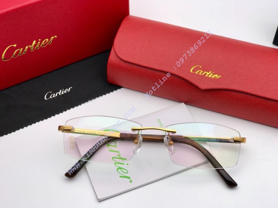 KÍNH CẬN GỌNG KHOAN CARTIER PURE TITAN 23KGB - CARTIER T8200977 GOLD