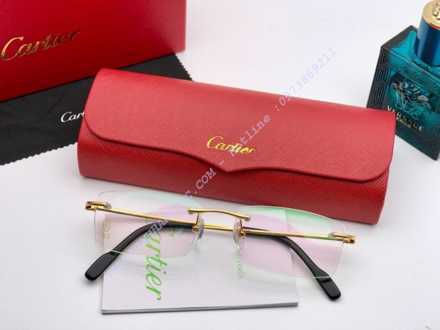 KÍNH CẬN GỌNG KHOAN CARTIER PURE TITAN 23KGB - CARTIER T8200630 GOLD