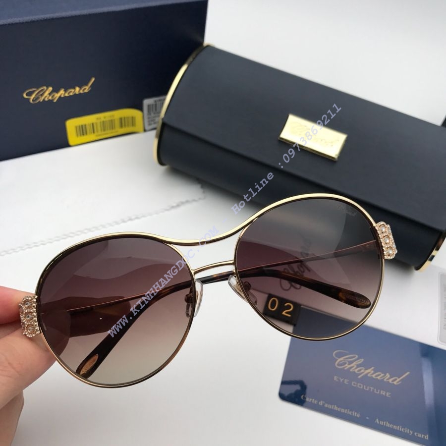 KÍNH THỜI TRANG NỮ CHOPARD TITANIUM DIAMOND CAO CẤP - CHOPARD SCHC02S GOLD BROWN LENS