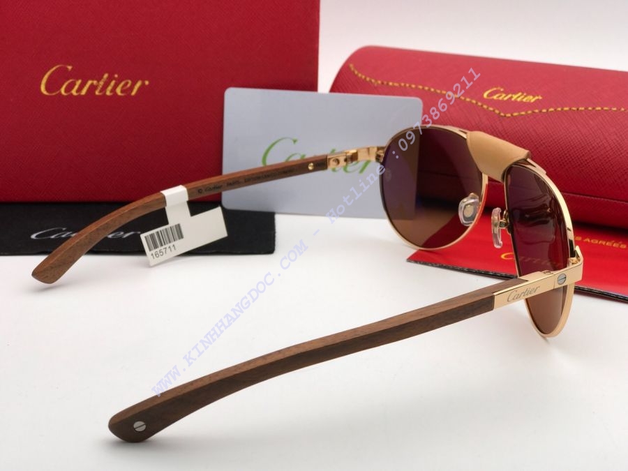 KÍNH MẮT NAM CARTIER GỌNG GỖ CAO CẤP - CARTIER EDITION SANTOS DUMONT GOLD