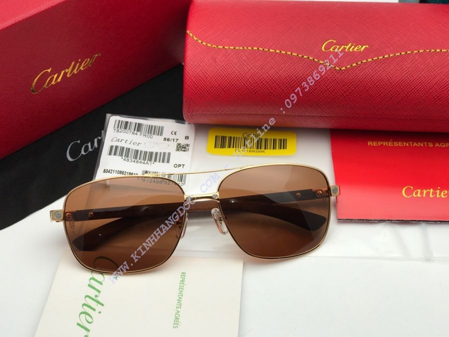 KÍNH MẮT GỌNG GỖ CAO CẤP CARTIER - CARTIET EDITION SANTOS-DUMONT GOLD