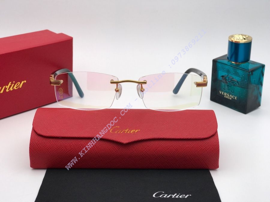 GỌNG KÍNH CẬN 3 MẢNH CARTIER TITANIUM 23KGP  - CARTIER PURE TITANIUM T8200948 GOLD