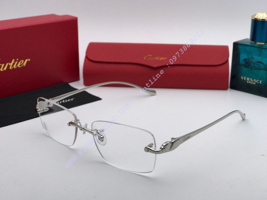 GỌNG KÍNH CARTIER ĐẦU BÁO - CARTIER T8125896 SILVER