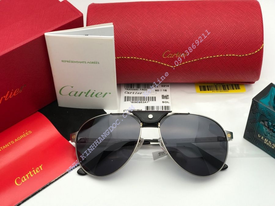 KÍNH MẮT CARTIER CAO CẤP - CARTIER SANTOS DUMONT PARIS T3462868 BLACK SILVER