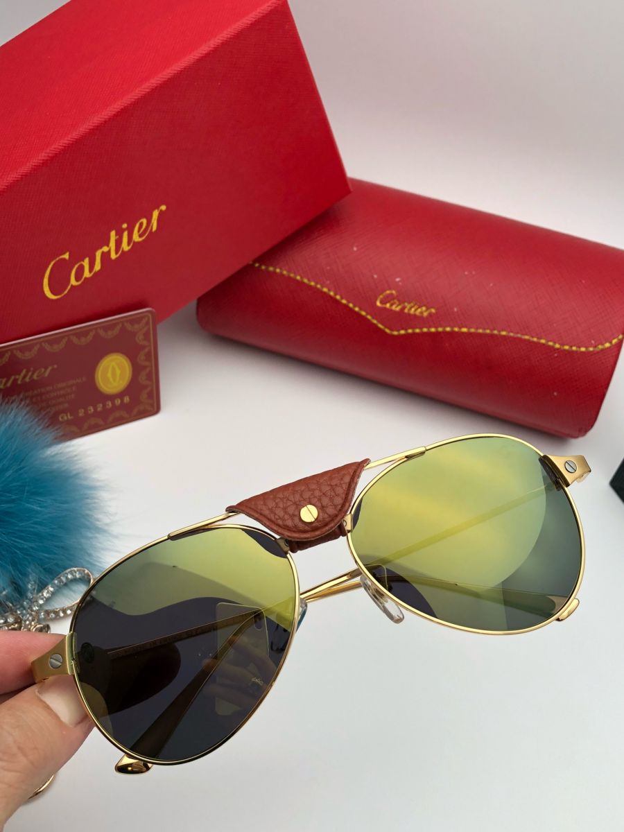 KÍNH MẮT NAM CARTIER CAO CẤP - CARTIER ESW00272 GOLD YELLOW LENS