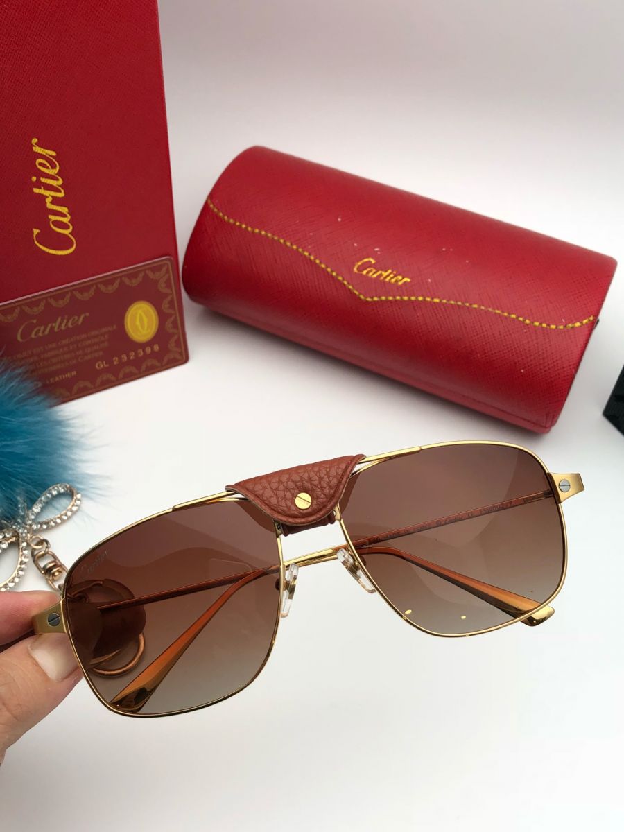 KÍNH MẮT NAM CARTIER CAO CẤP - CARTIER ESW00277 GOLD BROWN