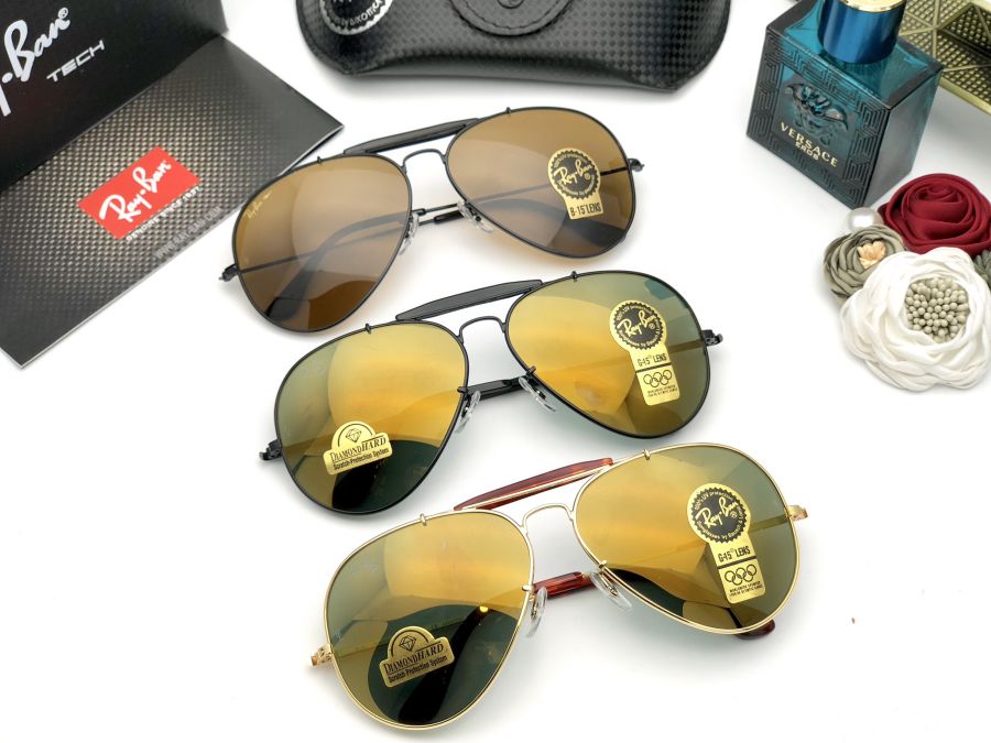 KÍNH MẮT NAM CAO CẤP RAYBAN 3 CẦU - DIAMON HARD USA GOLD MIRROR