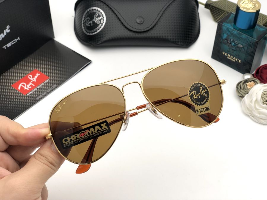 KÍNH MẮT NAM CAO CẤP RAYBAN - CHROMAX USA GOLD BROWN