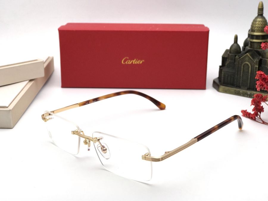 GỌNG KÍNH CẬN CARTIER TITANIUM CAO CẤP - T8120190 GOLD BROWN