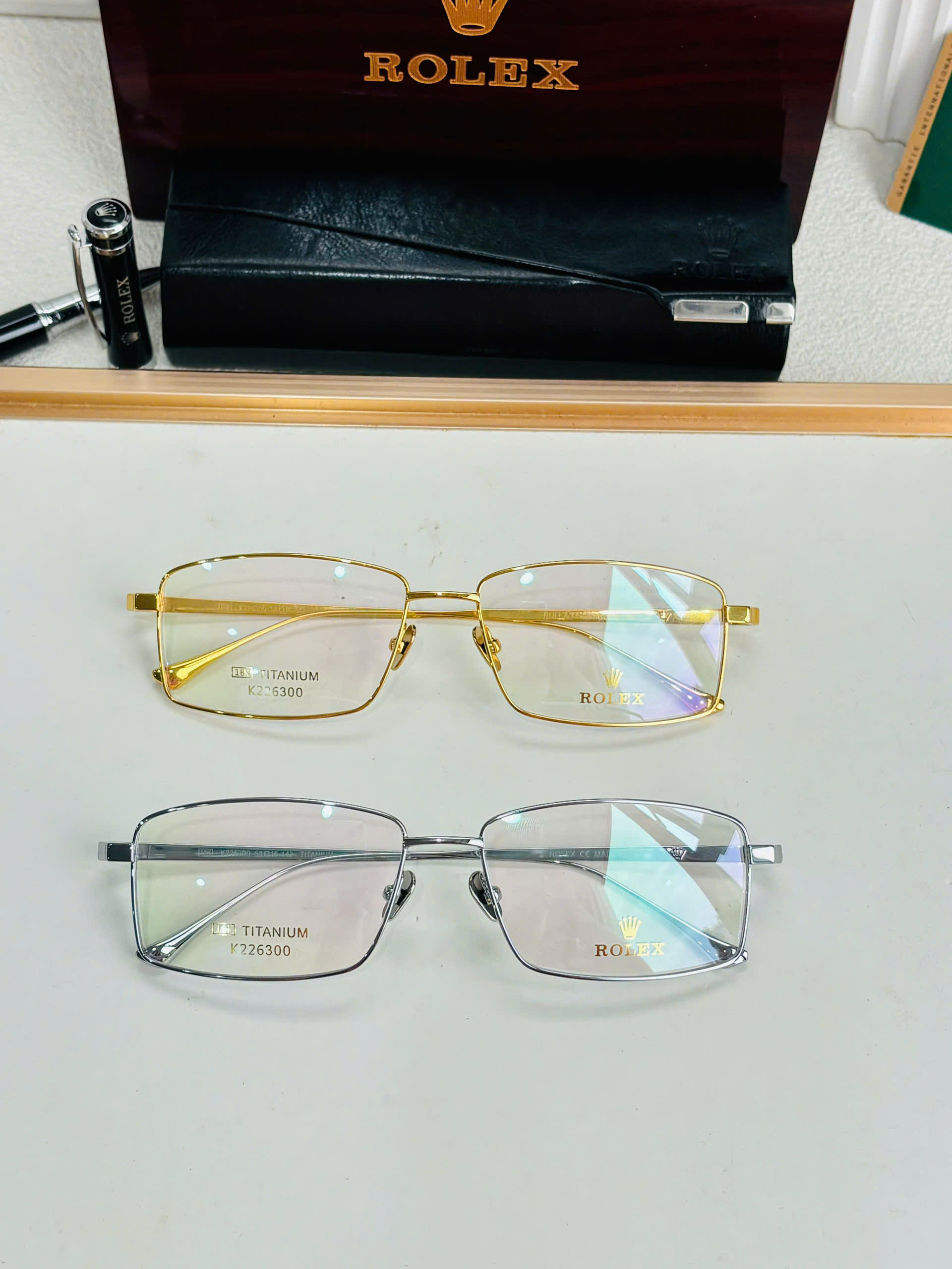 GỌNG KÍNH ROLEX MẠ VÀNG 18K TITANIUM CAO CẤP - ROLEX K226300 TITANIUM 18K GOLD LUXURY EYEGLASS