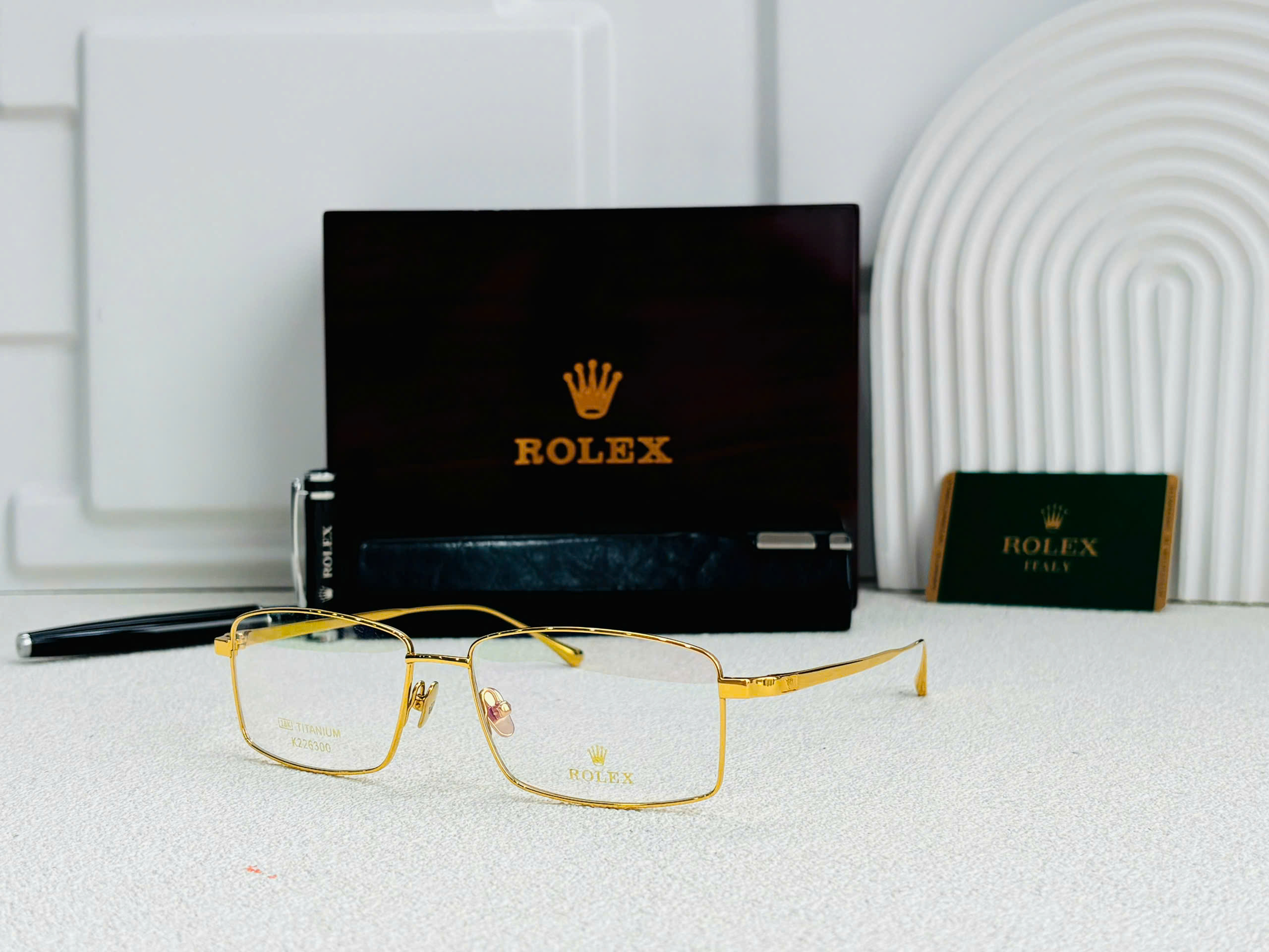 GỌNG KÍNH ROLEX MẠ VÀNG 18K TITANIUM CAO CẤP - ROLEX K226300 TITANIUM 18K GOLD LUXURY EYEGLASS