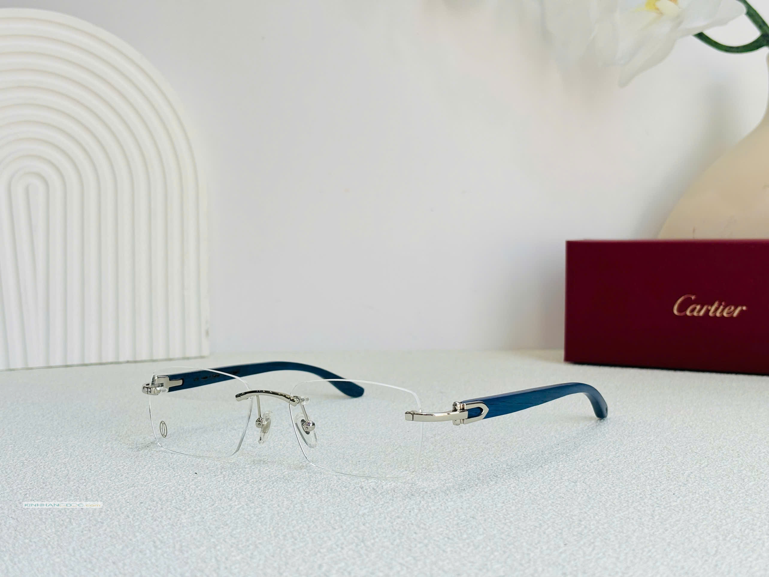 KÍNH CARTIER KHOAN GỌNG GỖ TỰ NHIÊN CAO CẤP - CARTIER CT0052O WOOD BLUE EYEGLASS