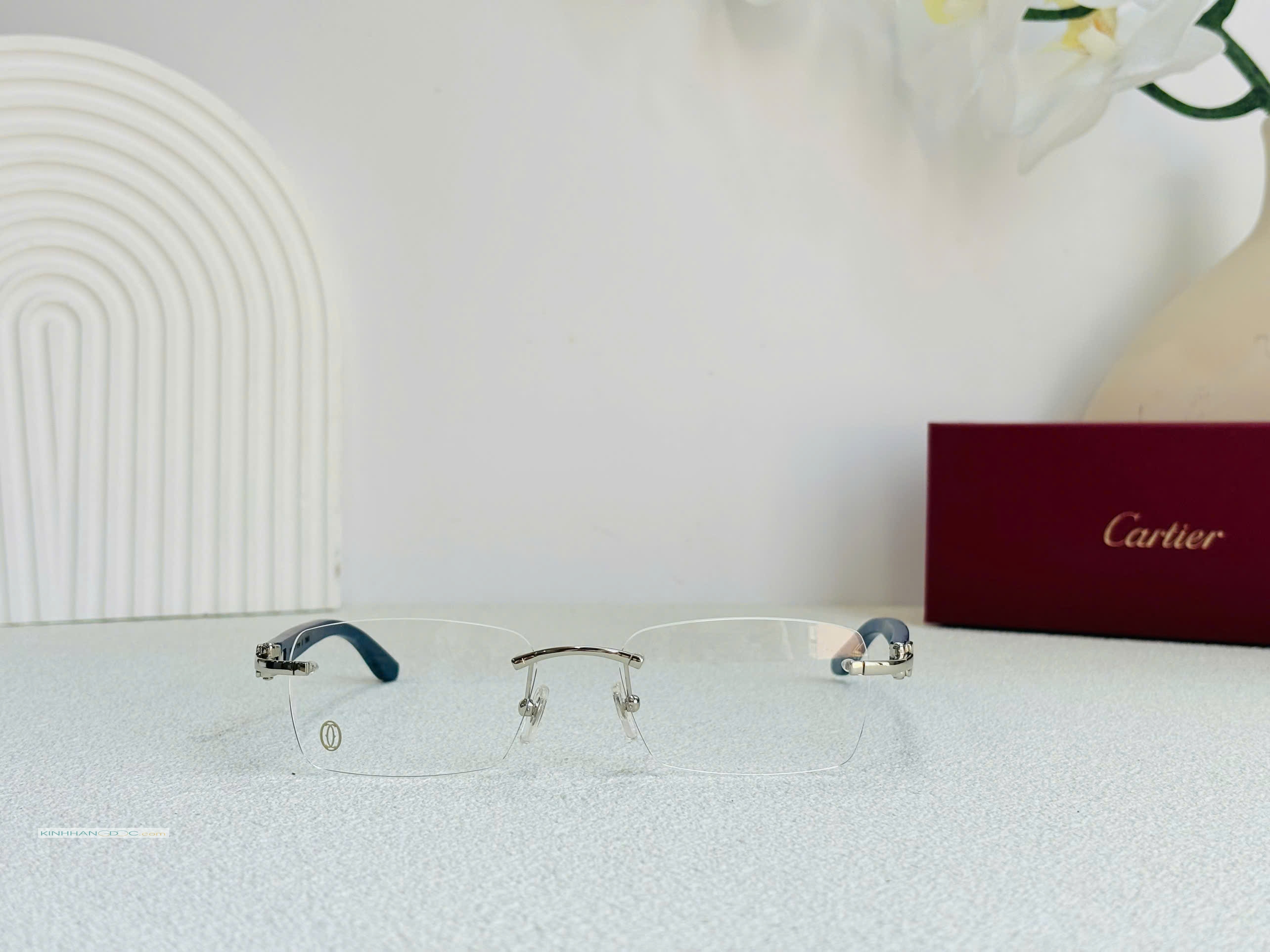 KÍNH CARTIER KHOAN GỌNG GỖ TỰ NHIÊN CAO CẤP - CARTIER CT0052O WOOD BLUE EYEGLASS
