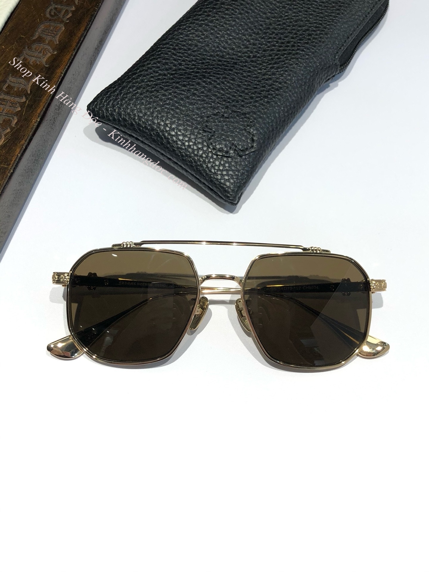 KÍNH MẮT CHROME HEARTS CH8034 CAO CẤP - CHROME HEARTS CH8034 GOLD METAL EYEGLASS