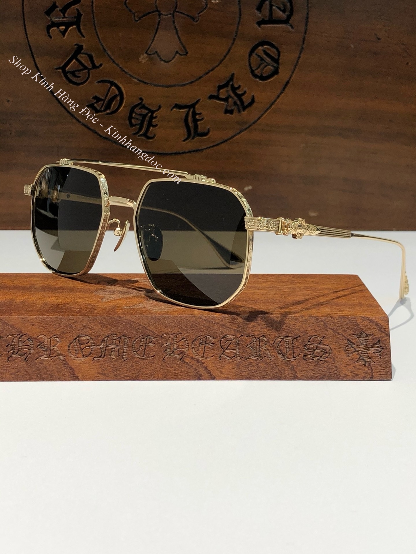 KÍNH MẮT CHROME HEARTS CH8034 CAO CẤP - CHROME HEARTS CH8034 GOLD METAL EYEGLASS