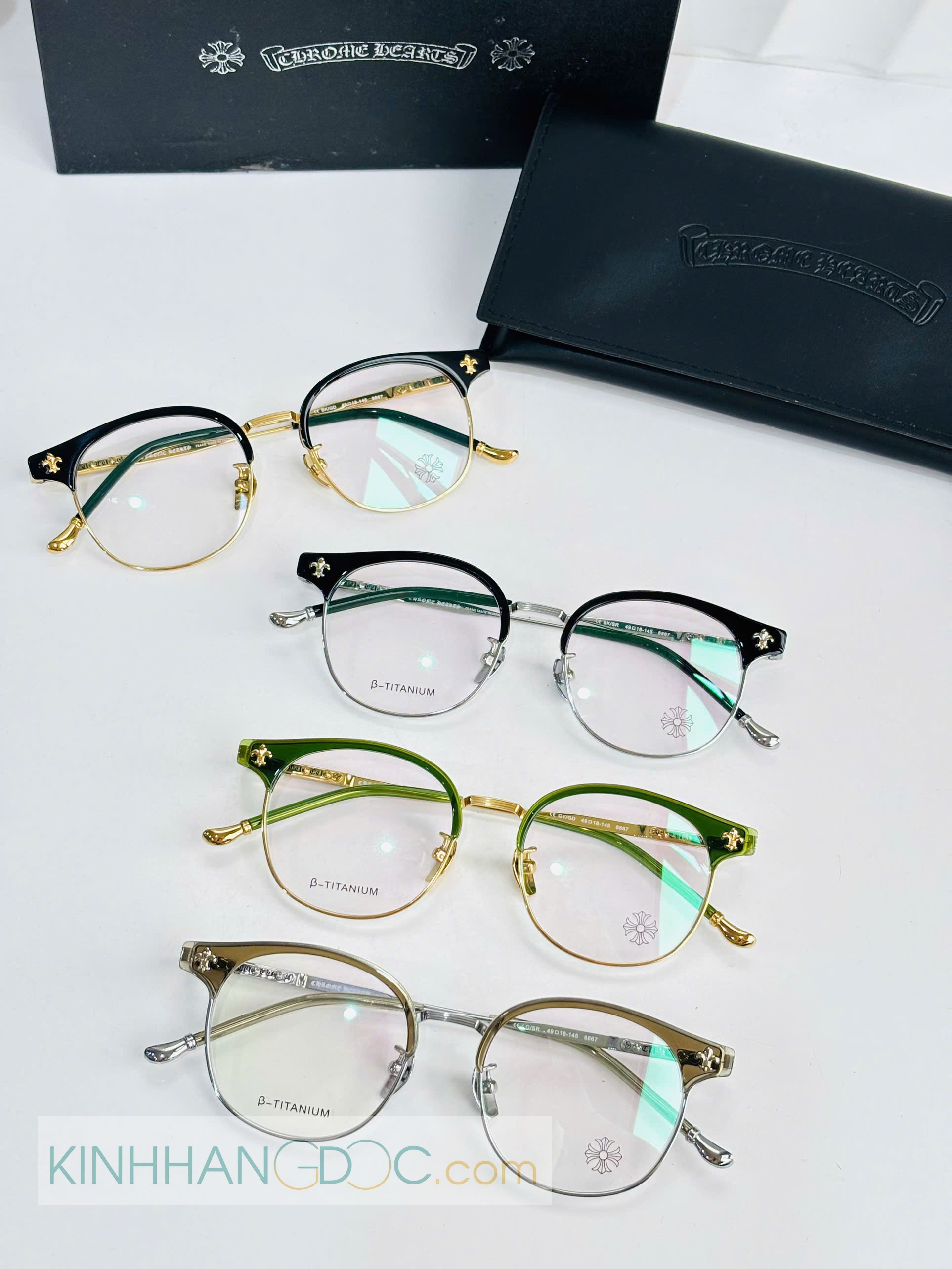 GỌNG KÍNH CHROME HEARTS TITANIUM CAO CẤP - CHROME HEARTS CHR8867 TITANIUM EYEGLASS
